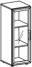 Gera Glastürenschrank Milano, 3 Ordnerhöhen, Korpus Ahorn Technische Zeichnung 1 L