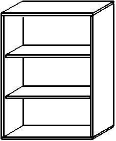Gera Büroregal Pro mit Rückwand, Breite 800 mm, 3 OH Technische Zeichnung 1 L