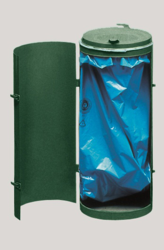 VAR Müllsackständer Kompakt 70 L rundum geschlossen mit Tür, für 70-Liter-Säcke, RAL6005 Moosgrün, Deckel RAL6005 Moosgrün Standard 1 L