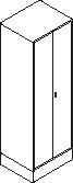 C+P Garderobenschrank Evolo mit Dekor-Türen - 2 Abteile - je 2 gemeinsam verschließbar, Abteilbreite 300 mm Technische Zeichnung 2 L