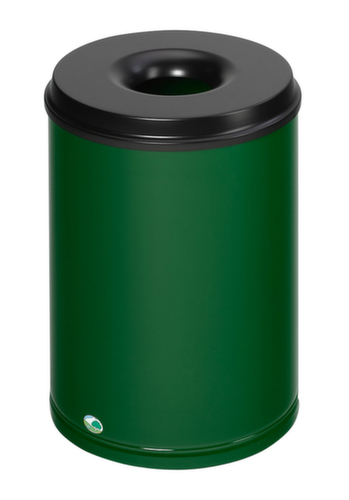VAR Papierkorb mit Löschkopf, 50 l, RAL6001 Smaragdgrün, Kopfteil schwarz Standard 1 L