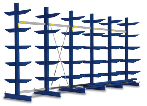 Kragarmregal in mittelschwerer Bauart, beidseitig, Höhe 2500 mm, 6 Ebenen