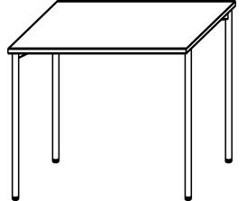 Gera Höhenverstellbarer Schreibtisch Milano mit 4-Fußgestell Technische Zeichnung 1 L