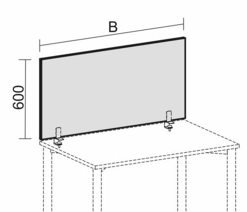 Gera Tischtrennwand Pro, Höhe x Breite 600 x 2000 mm, Wand blau Technische Zeichnung 1 L