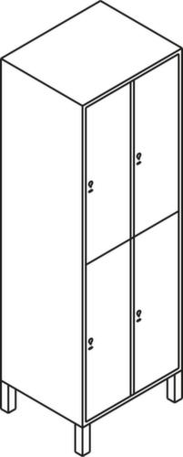 C+P Doppelstöckiger Garderobenschrank Evolo mit 3x2 Abteilen + Dekortüren, Abteilbreite 400 mm Technische Zeichnung 2 L