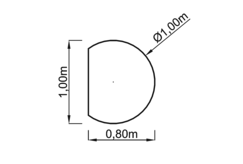 Anbauplatte Sina, Breite x Tiefe 1000 x 800 mm, Platte weiß Technische Zeichnung 1 L