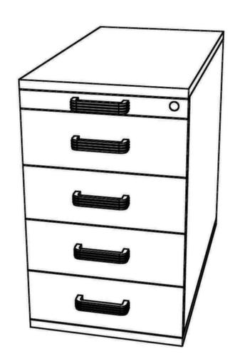 Standcontainer Chef mit HR-Auszug, 4 Schublade(n), weiß/weiß Technische Zeichnung 1 L