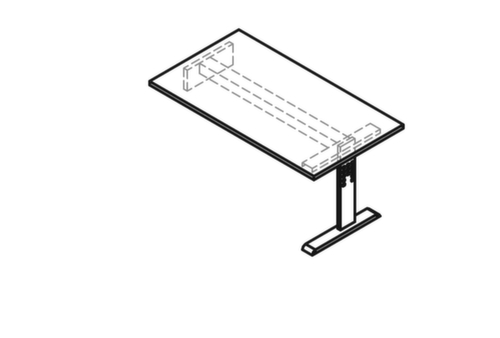 Anbautisch für Sideboard, Breite x Tiefe 1600 x 800 mm, Platte Nussbaum Technische Zeichnung 1 L