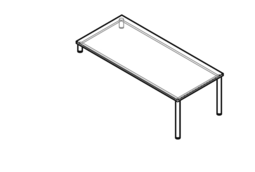Anbautisch für Sideboard, Breite x Tiefe 1800 x 800 mm, Platte Nussbaum Technische Zeichnung 1 L