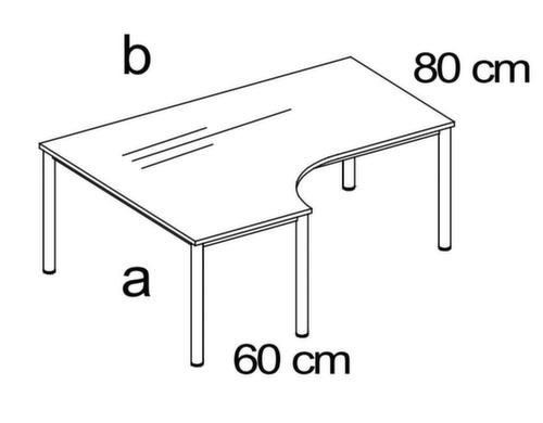 Nowy Styl Höhenverstellbarer Freiform-Schreibtisch E10 mit 4-Fußgestell aus Rundrohr Technische Zeichnung 1 L