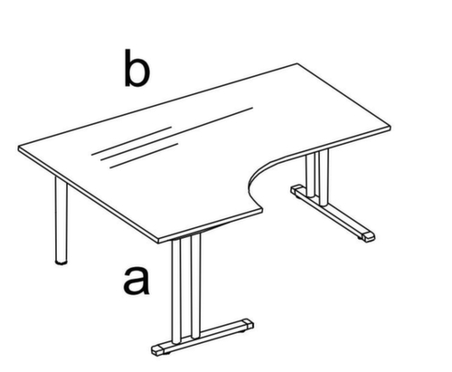 Nowy Styl Freiform-Schreibtisch E10, C-Fußgestell, Breite 1800 mm, Gestell alusilber Technische Zeichnung 1 L