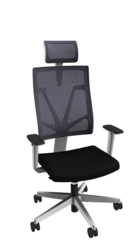 Nowy Styl Bürodrehstuhl 4ME mit Kopfstütze + manueller Gegenkrafteinstellung, Netzrückenlehne, schwarz Standard 1 L