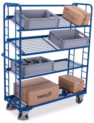 VARIOfit Etagenwagen mit neigbaren Drahtgitterböden, Traglast 250 kg, 4 Etagen Standard 1 L