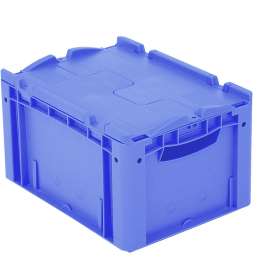 Euronorm-Stapelbehälter, blau, Inhalt 21 l, Zweiteiliger Scharnierdeckel Standard 2 L