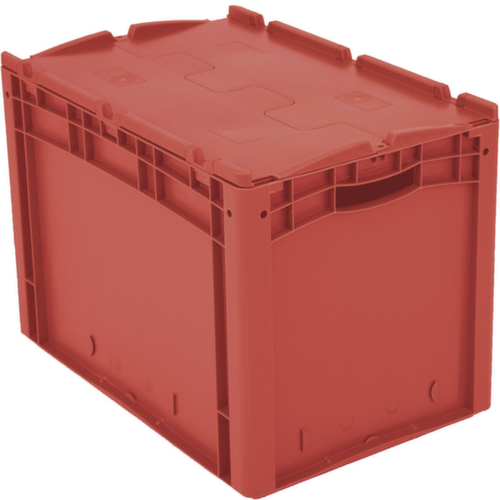 Euronorm-Stapelbehälter, rot, Inhalt 84 l, Zweiteiliger Scharnierdeckel Standard 2 L