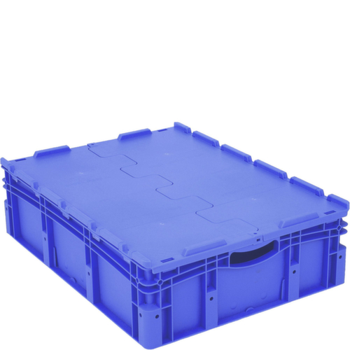 Großvolumiger Euronorm-Stapelbehälter, blau, Inhalt 86 l, Scharnierdeckel Standard 2 L