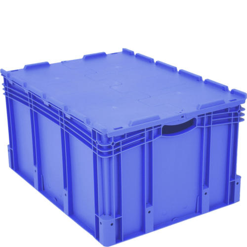 Großvolumiger Euronorm-Stapelbehälter, blau, Inhalt 170 l, Scharnierdeckel Standard 2 L