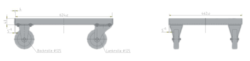 Fahrgestell für Rechteck-Behälter Technische Zeichnung 1 L