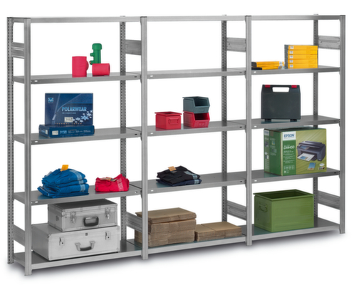 hofe Traversenregal in schwerer Bauart, Höhe x Breite x Tiefe 2500 x 1360 x 635 mm, 6 Böden Milieu 2 L