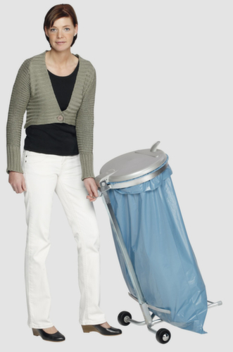 VAR Fahrbarer Müllsackständer, für 70 - 120-Liter-Säcke, Deckel silber Milieu 1 L