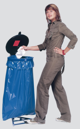 VAR Müllsackständer mit Fußpedal, für 120-Liter-Säcke, RAL5010 Enzianblau, Deckel schwarz Milieu 1 L