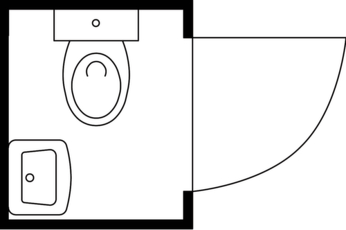 Säbu Toilettenbox, Höhe x Breite x Tiefe 2425 x 1400 x 1250 mm Technische Zeichnung 1 L