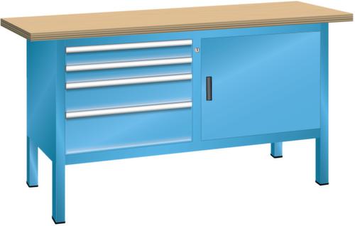 LISTA Werkbank mit Schubladen und Schränken, 4 Schubladen, 1 Schrank, RAL5012 Lichtblau/RAL5012 Lichtblau Standard 1 L