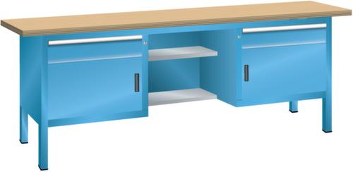 LISTA Werkbank mit Schubladen und Schränken, 2 Schubladen, 2 Schränke, RAL5012 Lichtblau/RAL5012 Lichtblau Standard 1 L