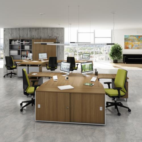 Quadrifoglio Büroschrank Practika, 4 Ordnerhöhen, alu/Nuss Canaletto Milieu 3 L