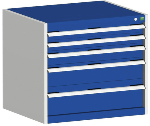 bott Schubladenschrank cubio Grundfläche 800x750 mm, 5 Schublade(n), RAL7035 Lichtgrau/RAL5010 Enzianblau