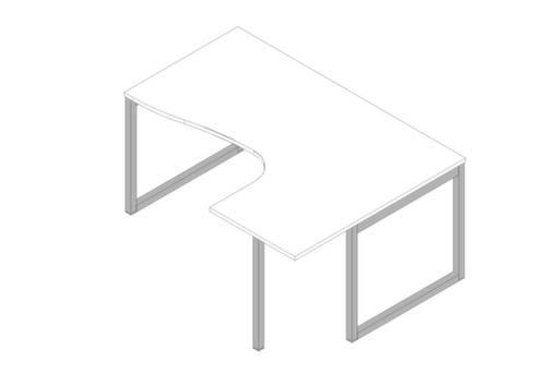 Quadrifoglio Winkel-Schreibtisch Practika, Kufengestell, Breite 1600 mm, weiß/alu