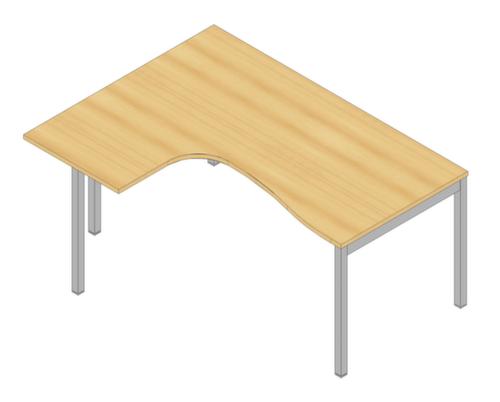 Quadrifoglio Winkel-Schreibtisch Practika, 4-Fußgestell, Breite 1600 mm, Buche/alu