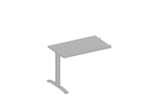 Quadrifoglio Anbautisch Practika für Schreibtisch mit C-Fußgestell, Breite x Tiefe 1000 x 600 mm, Platte grau