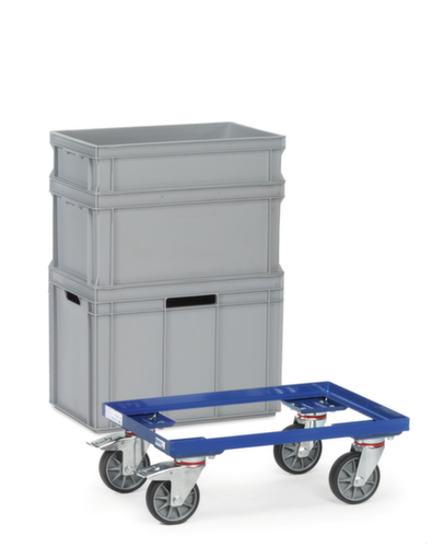 fetra Transportroller für Euonormbehälter mit offenem Winkelrahmen, Traglast 250 kg, RAL5007 Brillantblau Standard 1 L