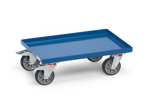 fetra Transportroller für Euronormbehälter mit Stahlwanne, Traglast 250 kg, RAL5007 Brillantblau Standard 1 L