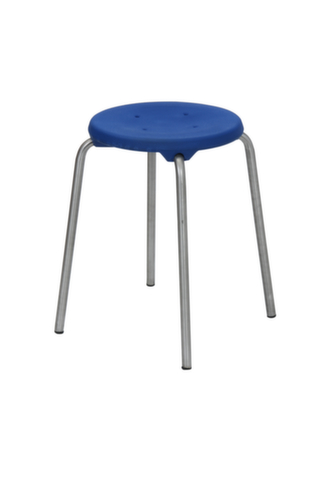 Stapelhocker aus Edelstahl, Sitz blau, Füße Standard 1 L