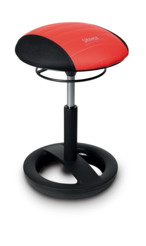 Topstar Drehhocker Sitness Racer Bob mit 3D-Sitzfläche, Sitz schwarz/rot, Bodenkissen Standard 2 L