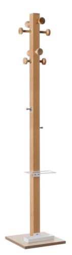 Paperflow Garderobenständer easyCloth Wood Range Modell <C> aus Holz mit Schirmhalter, mit 8/2 Haken, Buche/weiß Standard 1 L