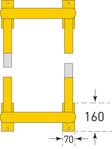 Moravia Säulen-Anfahrschutz MORION, Höhe 600 mm Technische Zeichnung 2 L