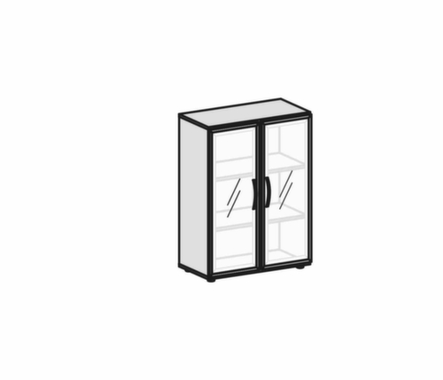 Gera Glastürenschrank Milano, 3 Ordnerhöhen, Korpus weiß Technische Zeichnung 1 L