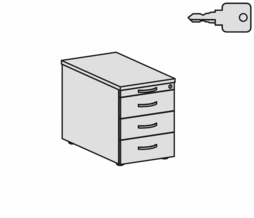 Gera Rollcontainer Receptione, 4 Schublade(n) Technische Zeichnung 1 L