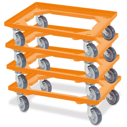 Kastenroller-Set mit offenem Winkelrahmen, Traglast 250 kg, orange Standard 1 L