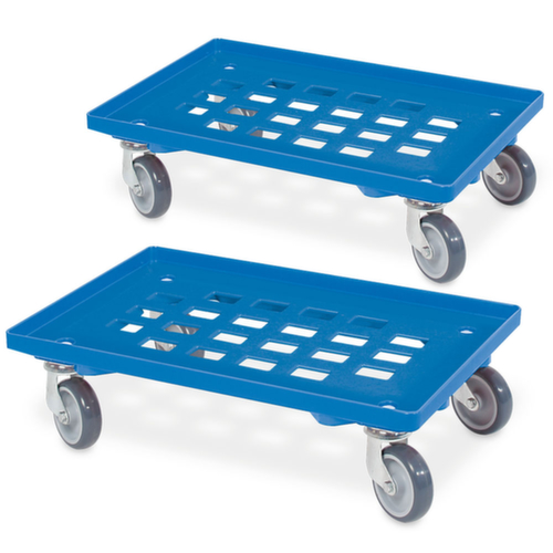 Kastenroller-Set mit Gitterladefläche, Traglast 250 kg, blau Standard 1 L