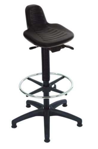 Lotz Stehhilfe mit neigbarem PU-Sitz, Sitzhöhe 580 - 840 mm, Gestell schwarz Standard 1 L