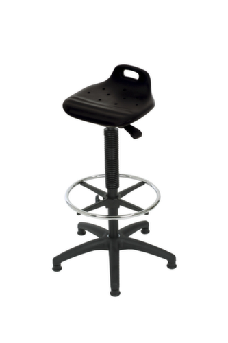 Lotz Stehhilfe mit neigbarem PU-Sitz, Sitzhöhe 570 - 820 mm, Gestell schwarz Standard 1 L