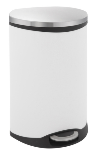 Muschelförmiger Edelstahl-Tretabfallbehälter EKO Shell, 50 l, weiß Standard 1 L