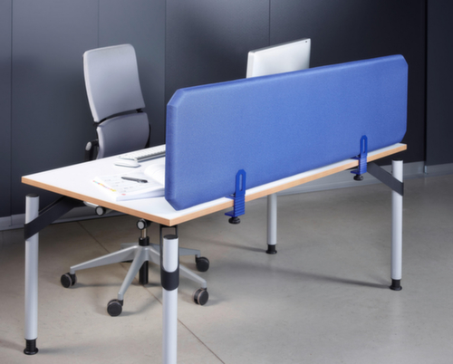 Schallabsorbierende Tischtrennwand, Höhe x Breite 450 x 800 mm, Wand blau Milieu 1 L