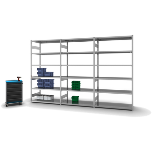 hofe Traversenregal in schwerer Bauart, Höhe x Breite x Tiefe 2500 x 1360 x 635 mm, 6 Böden Standard 3 L