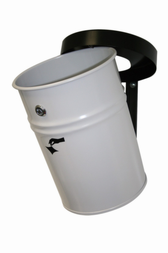 Selbstlöschender Abfallbehälter FIRE EX zur Wandbefestigung, 16 l, lichtgrau, Kopfteil schwarz Standard 1 L