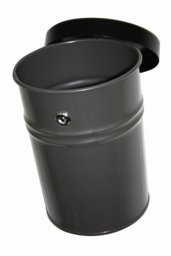 Selbstlöschender Abfallbehälter FIRE EX zur Wandbefestigung, 16 l, graphit, Kopfteil schwarz Standard 1 L